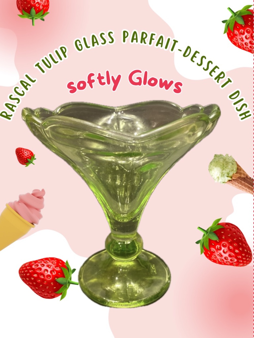 2- Rastal Tulip Glowy Glass Parfait Dessert Dishes
